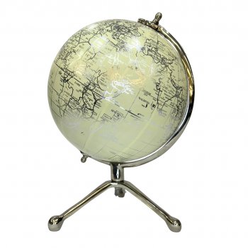 Globo Decorativo Prata e Off White c/ Base Tripe - 30cm