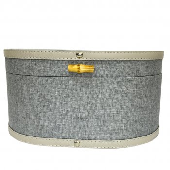 Caixa Organizadora Oval de Linho Areia Rosada - 24cm