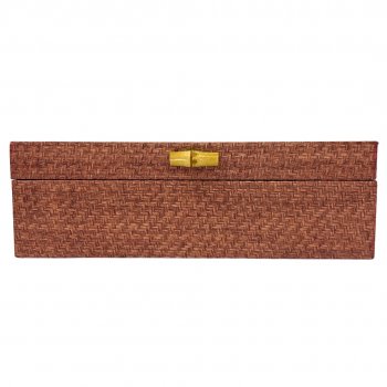 Caixa Organizadora Retangular de Palha Rosa Seco - 25cm