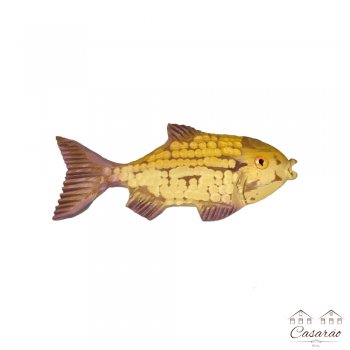 Peixe de Madeira Roxo e Amarelo - 19 cm