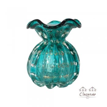 Vaso de Vidro - Turquesa com Glitter (10,5 CM)