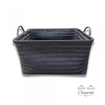 Cesto Retangular Plástico P Preto - (25x35 cm)