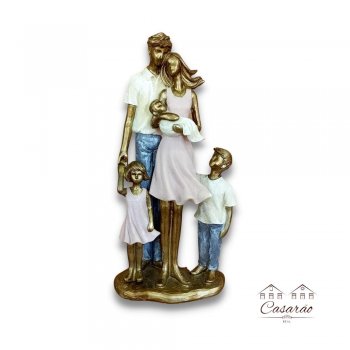 Estátua Casal com três Filhos - 25 Cm
