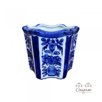 Vaso Estilo Porcelana Chinesa - Azul e Branco (19 CM)