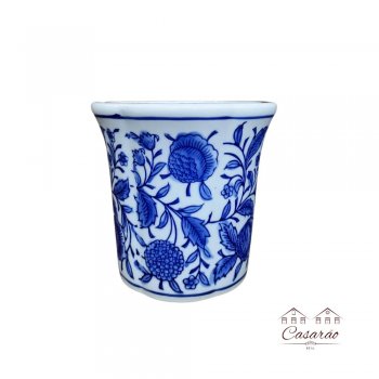 Vaso Estilo Porcelana Chinesa - Azul e Branco (14,5 CM)