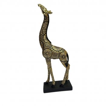 Escultura Girafa Dourada e Preta - 40,5CM