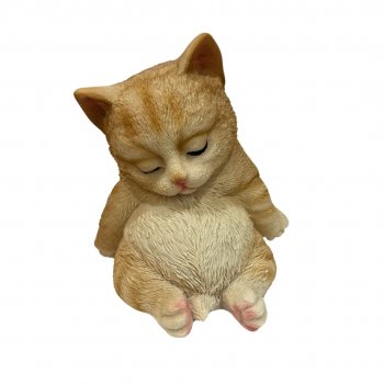 Escultura Gato Laranja Dormindo - 13cm