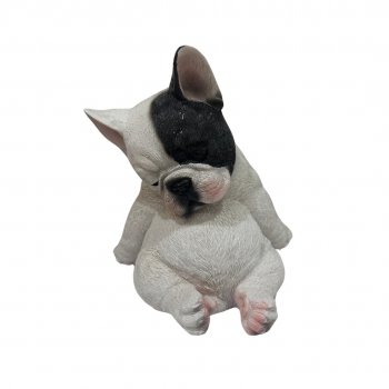 Escultura Bulldog Francês Dormindo de Resina - 14cm