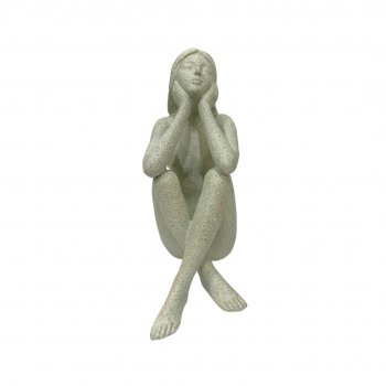 Escultura Mulher Sentada em Resina - 20CM