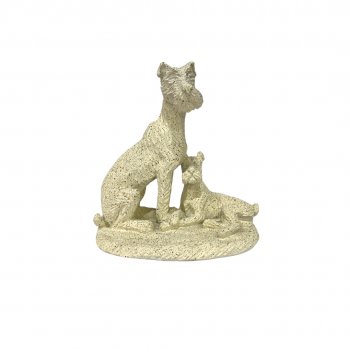 Escultura Cachorro Pó de Pedra Off White - 16CM