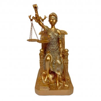 Escultura Dama da Justiça Sentada Rose - 25CM